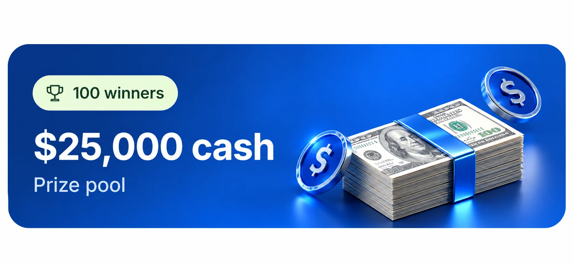 Blue coins and a stack of cash